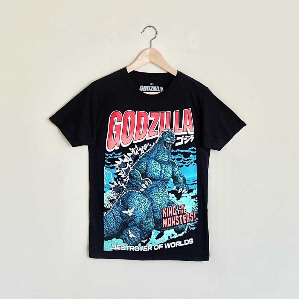 Godzilla King of Monsters Manga Double Sided Graphic Black T Shirt Adult Small
